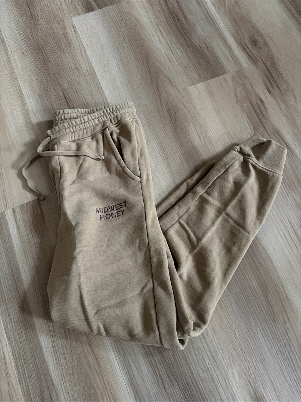 Women's Tan Drawstring Jogger Sweatpants
